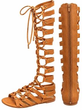 American Rag Tall Lace-Up Gladiator Sandals - Tan